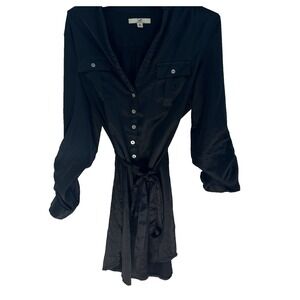 Black Vampire Sexy Goth Dress Women M Roll‎ Tab Sleeve Tie Waist